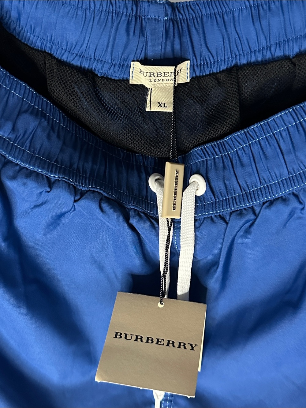 Authentic NWT Burberry Royal Blue Men's Swim Trunks with Drawstring